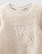 Baby girls’ ecru Sherpa dress with embroidered logo-2