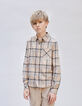 Boy's beige plaid shirt-1