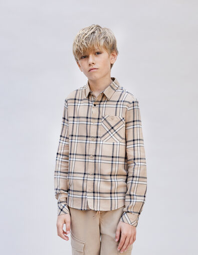 Boy's beige plaid shirt - IKKS