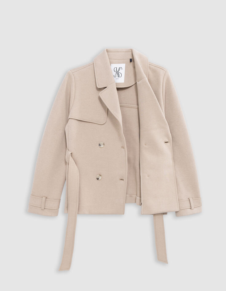 Beige korte trenchcoat meisje-3