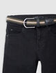 Boy's black SLIM jeans with removable braided waistband-4