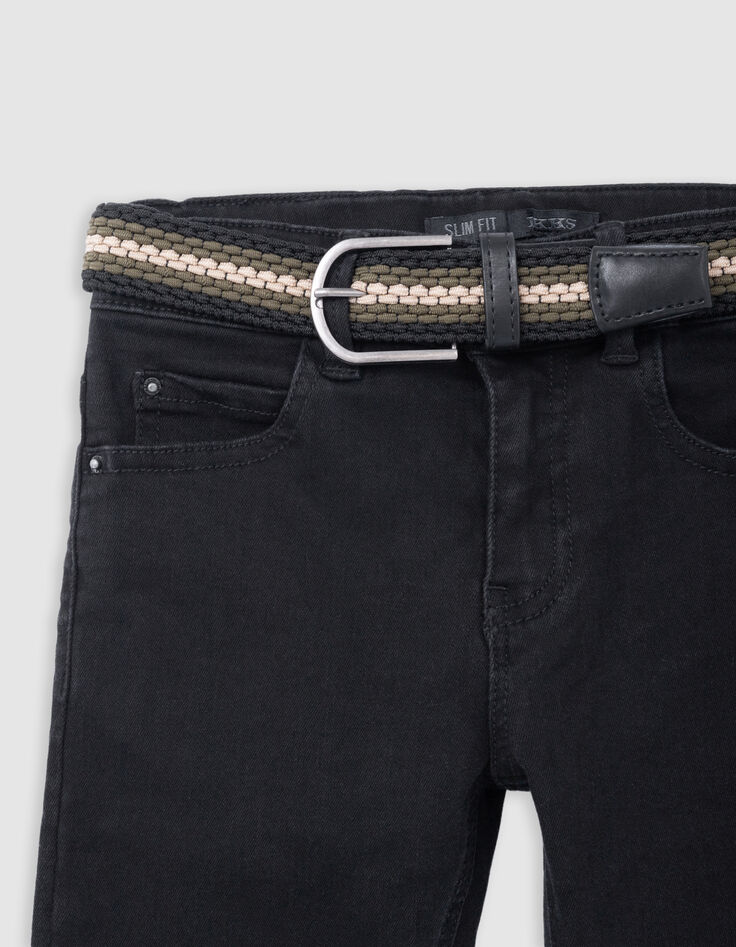 Schwarze SLIM-Jeans für Jungen mit abnehmbarem Flechtbund-4