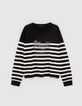 Women’s black & white striped knit sweater, rock studs-5
