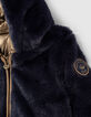 Baby girls’ gold & navy fur-lined reversible padded jacket-5
