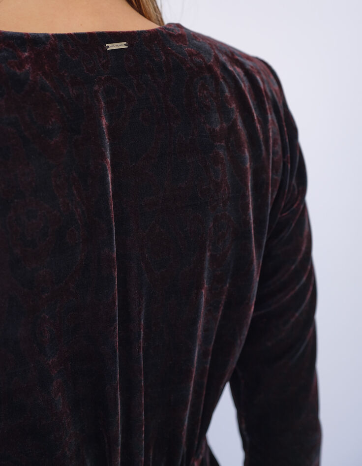 Robe courte velours imprimé baroque effet portefeuille femme-5