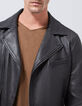 Blouson noir cuir esprit motard Homme-4