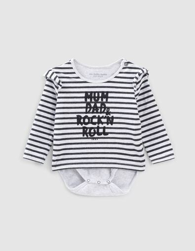 Baby’s putty marl organic cotton bodysuit with ruffles - IKKS