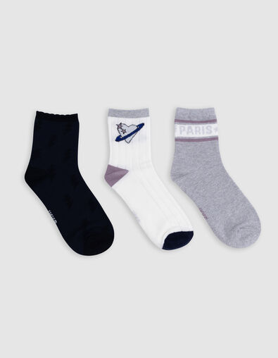 Socken für Mädchen in Marineblau, Ecru und Silber - IKKS