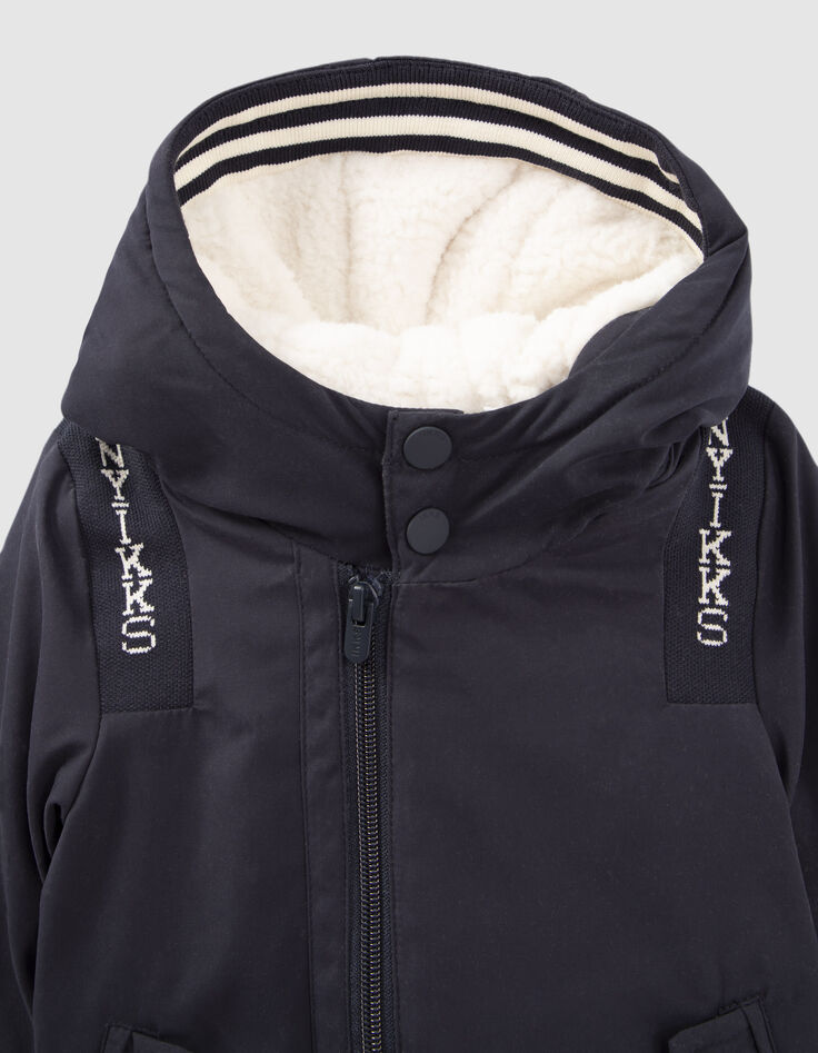 Baby boys’ navy fur-lined hooded parka-3