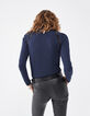 Marineblauw T-shirt ingelegde kant dames-3