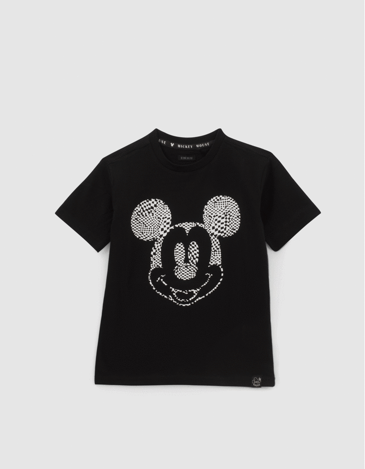 Black IKKS–MICKEY T-shirt, checkerboard Mickey image-1