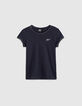 Girls’ navy Essential organic cotton T-shirt-1