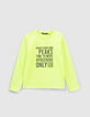 Boys’ neon green rubber slogan T-shirt-2