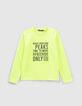 T-shirt vert fluo messages gomme garçon-1