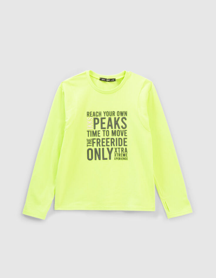 Boys’ neon green rubber slogan T-shirt-2