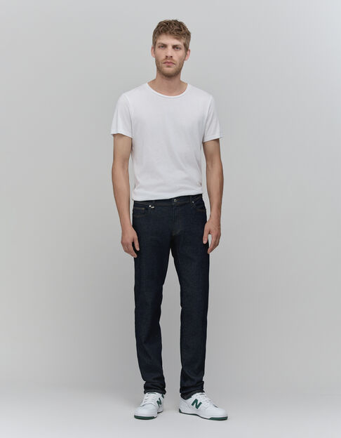 Donkerblauwe, unwashed SLIM herenjeans POWER STRETCH - IKKS