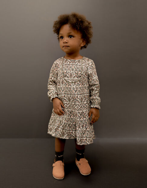 Ecru dress LENZING™ ECOVERO™ ethnic baby girl - IKKS