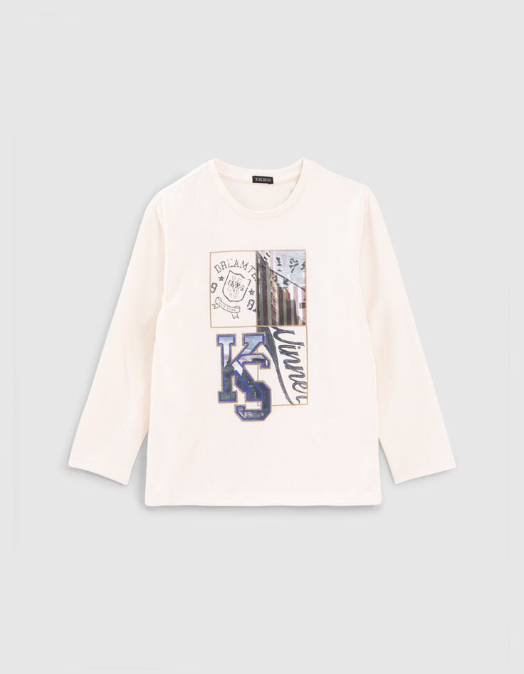 Boys’ ecru lenticular images organic cotton T-shirt-1
