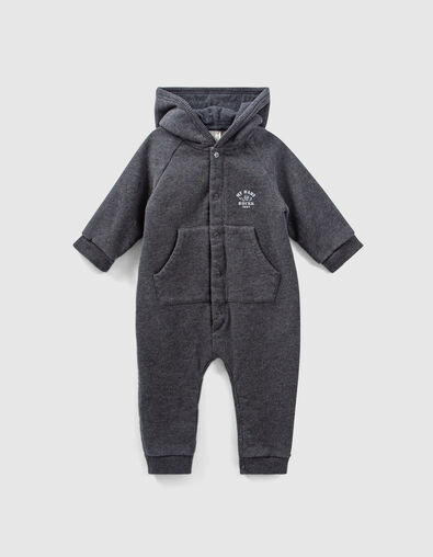 Baby’s grey marl organic fabric hooded all-in-one - IKKS