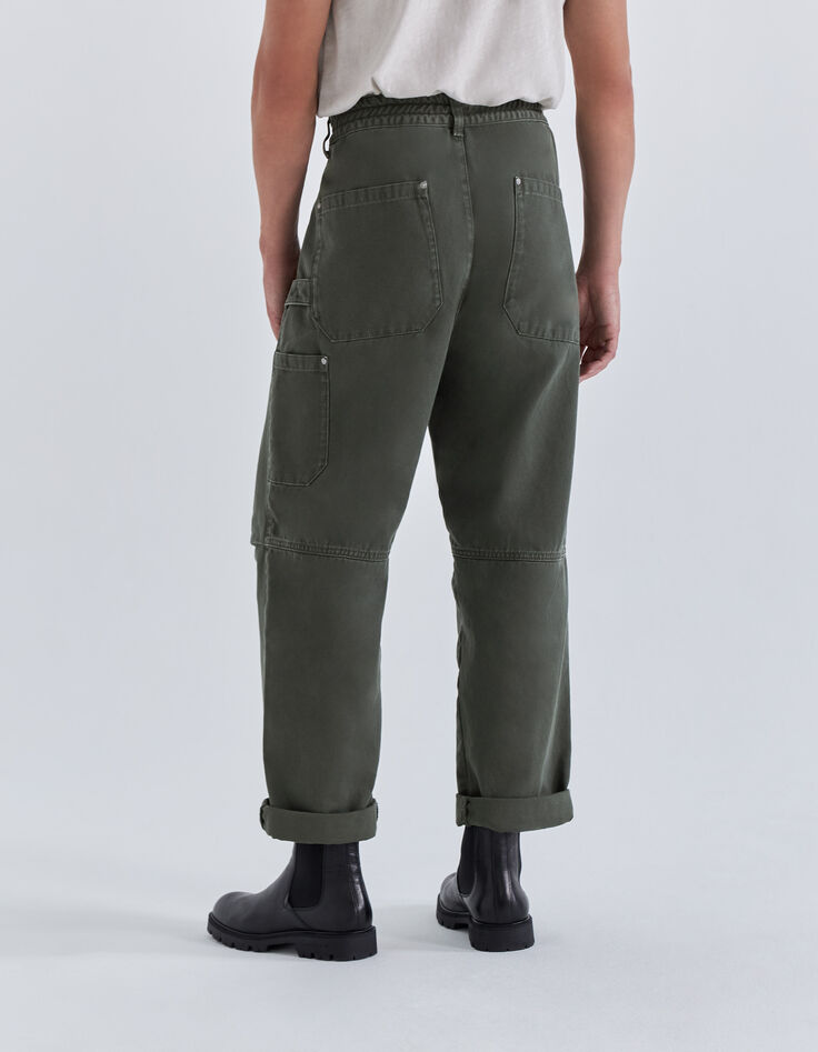 Khaki CROP-Herrenhose im Baggy-Schnitt-3