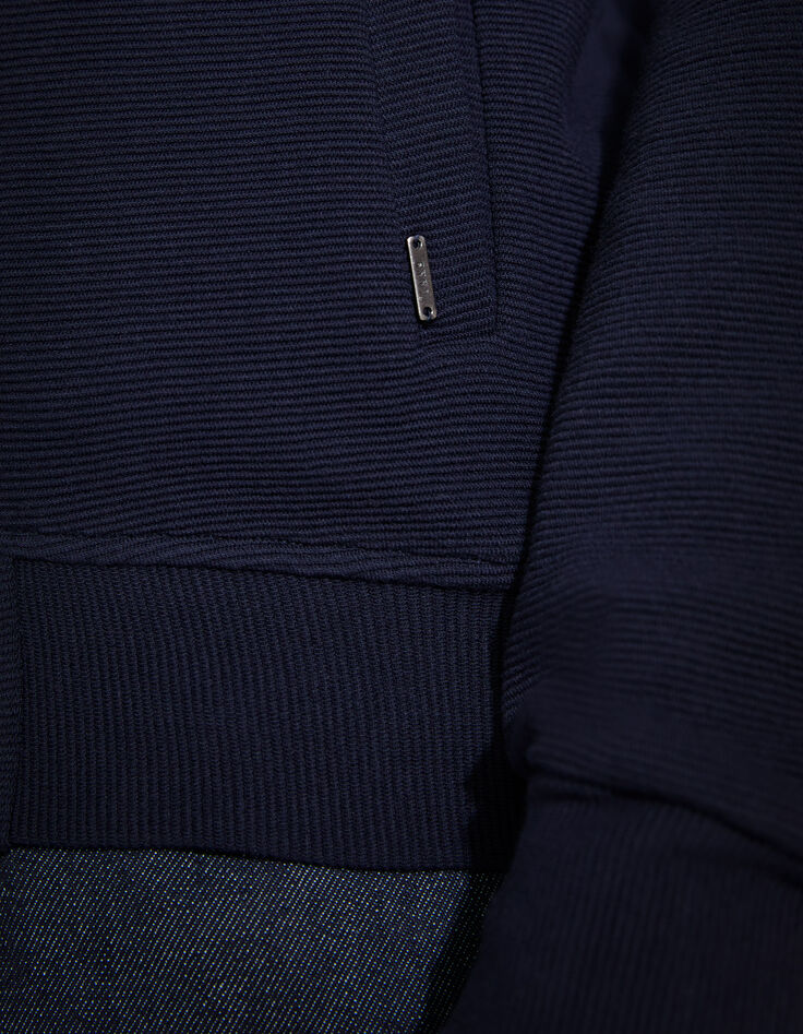 Men’s navy textured hooded cardigan-5