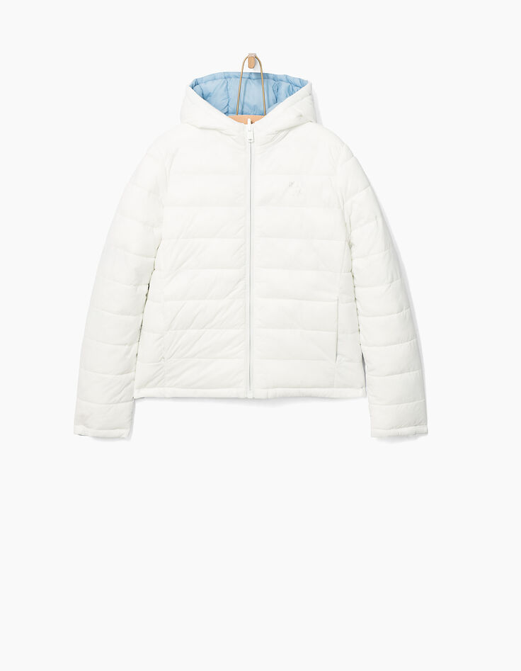 Girls' lavender+white reversible padded jacket-5