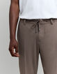 Pantalón de chándal con cintura elástica marrón para hombre-4