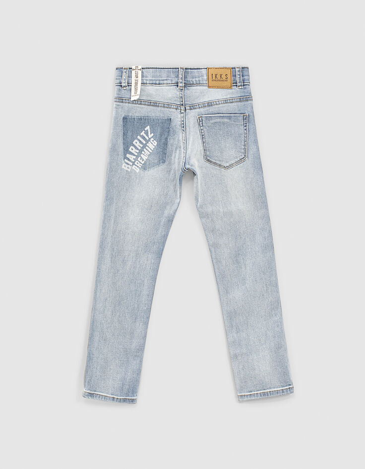 Boys’ faded blue waterless organic cotton slim jeans-4