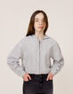 Chaqueta de punto gris con cremallera para niña-1