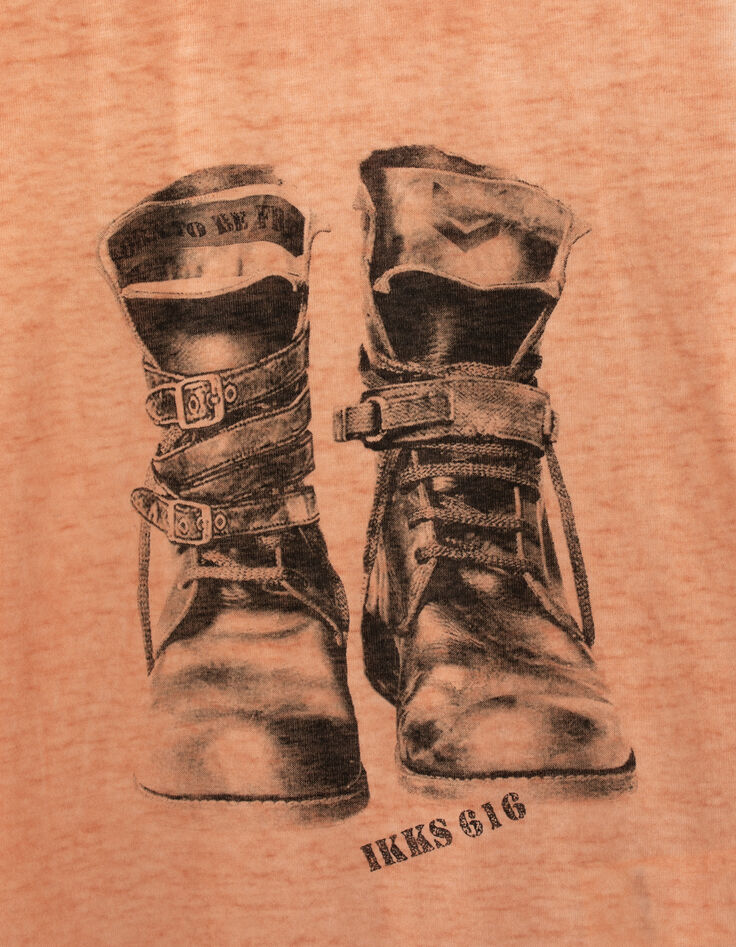 Boys’ orangey combat boot image T-shirt-5