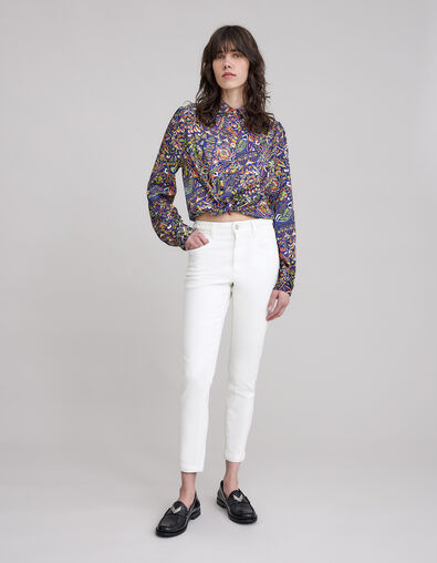 slim white powerstretch gevlochten riem cropped jeans - IKKS