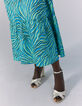 Robe longue dos-nu turquoise imprimé zébré Femme-7
