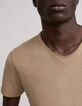 T-shirt L'Essentiel beige coton bio col V Homme-3