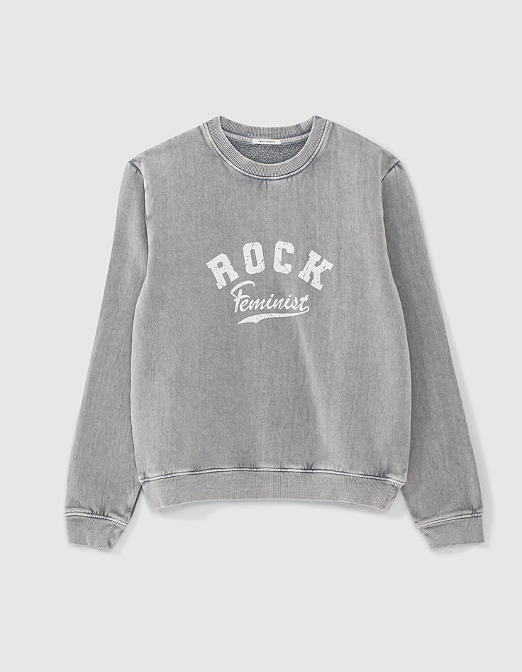 Sudadera gris de algodón acid wash mujer-1