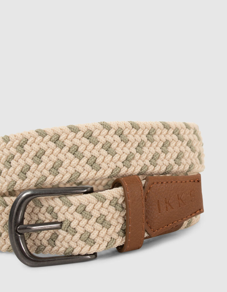 Ceinture beige et kaki tressé garçon-2