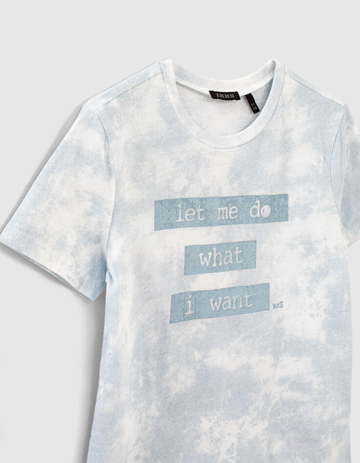 Boys’ blue tie-dye slogan T-shirt-5