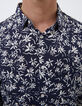 Marine vloeiend SLIM hemd bloemenprint Heren-4