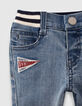Baby boys’ blue jeans with print and ribbed waistband-2