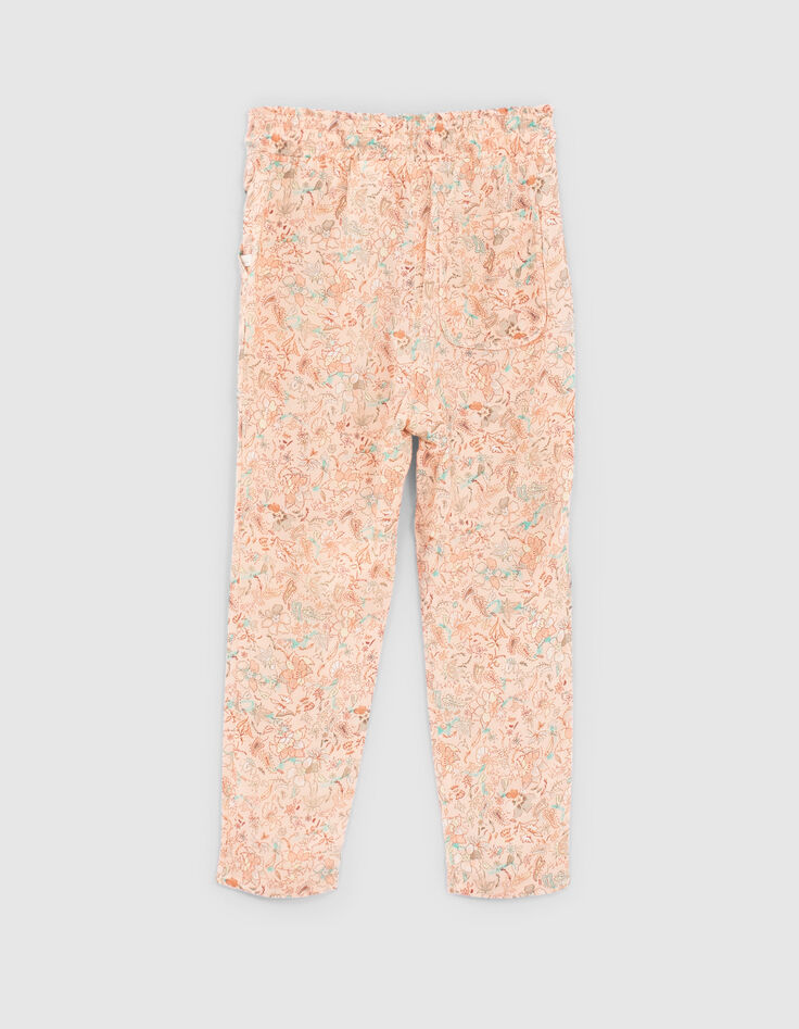 Girls’ peach floral print Lenzing™ Ecovero™ viscose trousers-3