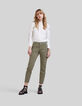 Women’s khaki cropped combat jeans-1