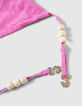 Girls’ pink backless top with bead decor-9