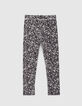 Girls’ black rock jungle/ecru reversible leggings-6