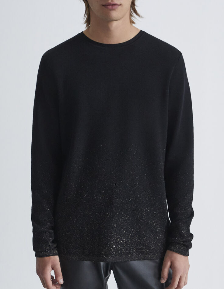 Men’s black knit Pure Edition sweater, gradual gold lurex-2