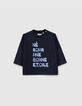 Baby Boy navy Bio-Baumwoll-T-Shirt Neon-Effekt Nachricht-1