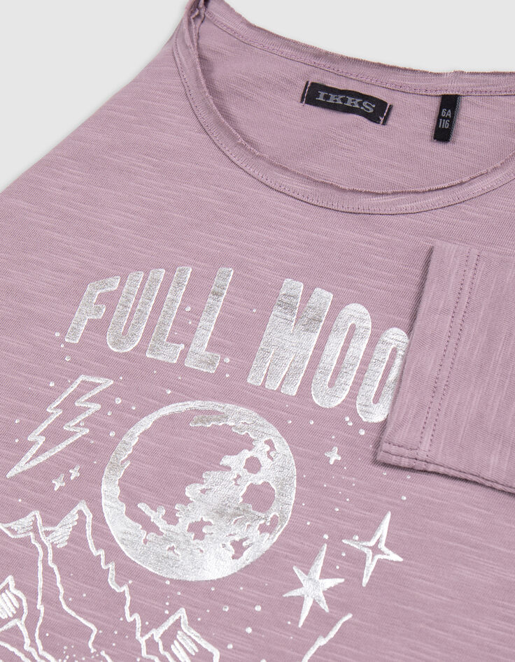 Camiseta de niña lila de algodón orgánico visual moon-6