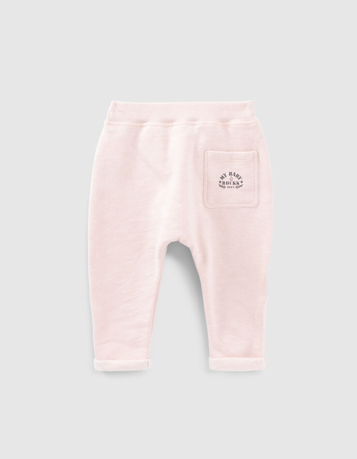 Pantalón rosa pálido felpa bio bebé-3