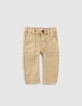 Middenbeige jeans knitlooktricot babyjongens -1