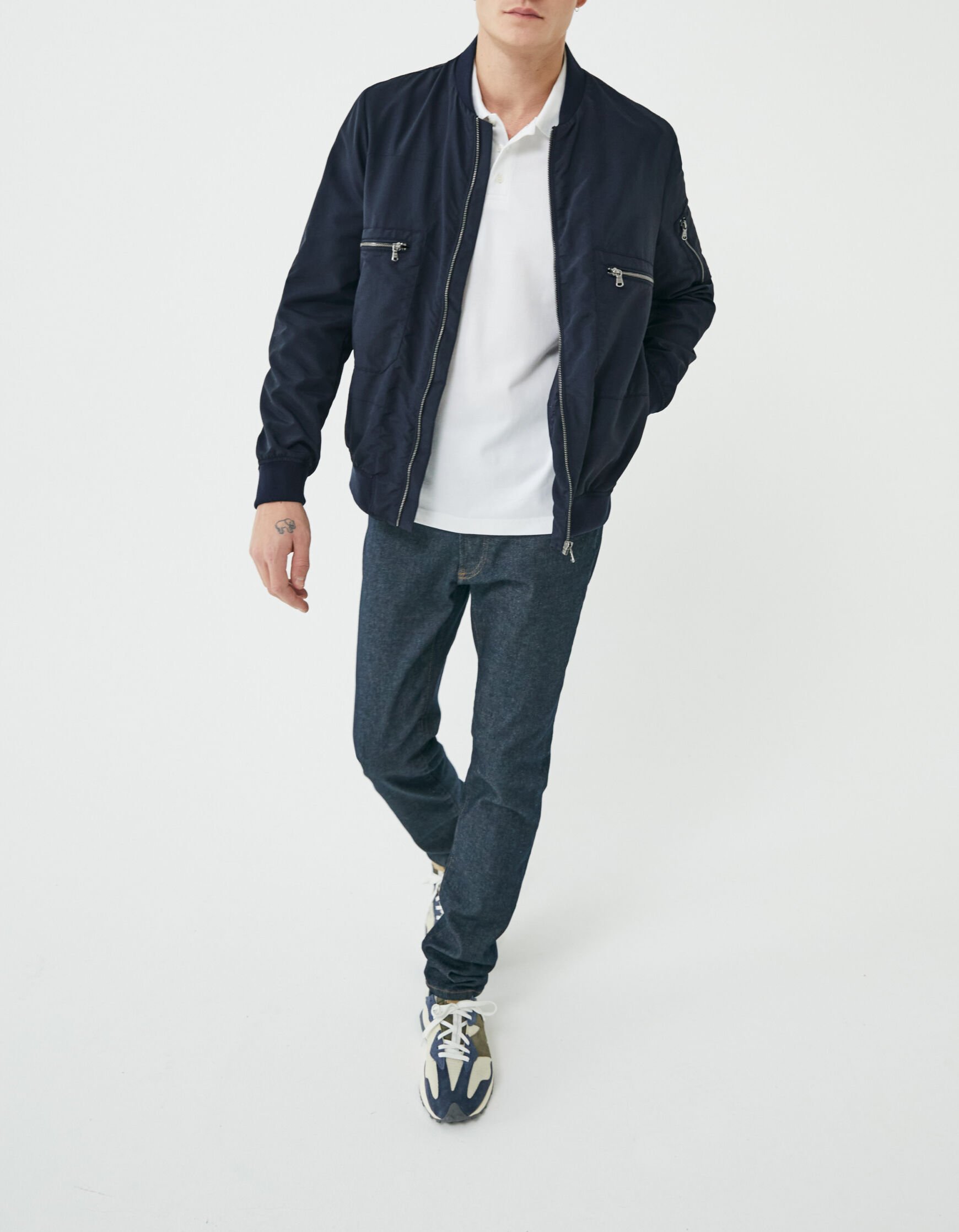 Solid Homme Navy Stitching Bomber Jacket