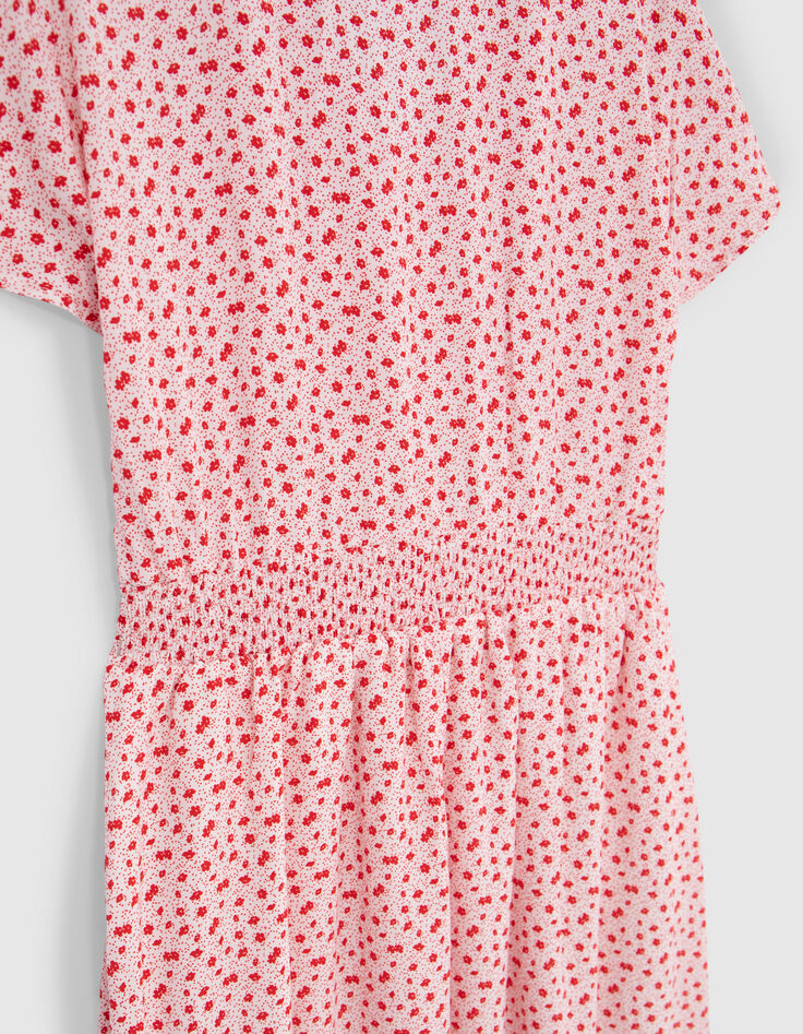 Ecru midi dress LENZING™ ECOVERO™ red flowers girl-7