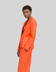 Women’s orange cotton linen oversize suit jacket-5